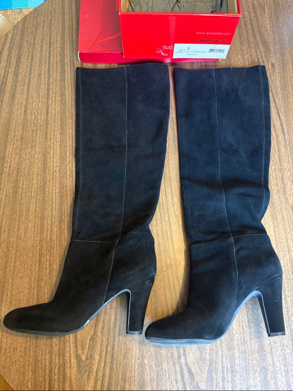 Jessica Simpson Size 8 Ference Black Suede Knee High Heel Boots